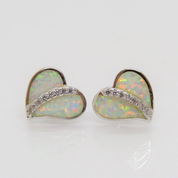 Vintage Sterling Silver White Opal & White Topaz H