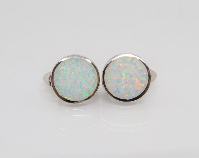Vintage Sterling Silver White Opal Earrings