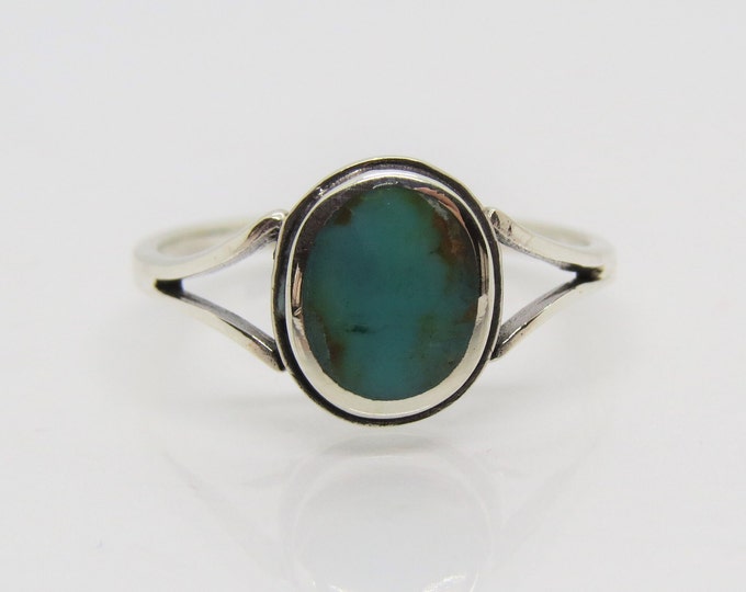 Vintage Sterling Silver Turquoise Ring Size 10