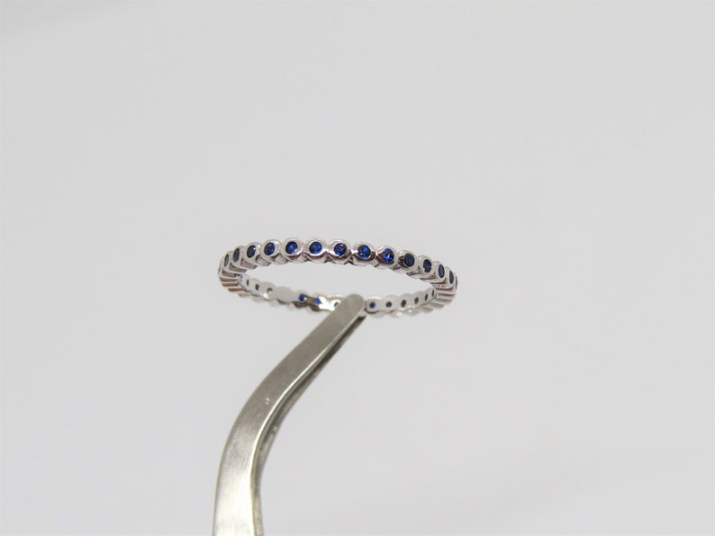 Vintage Sterling Silver Round Blue Sapphire Eternity Band Ring | Etsy
