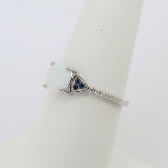 Vintage Sterling Silver White Opal, Blue Sapphire… - image 4