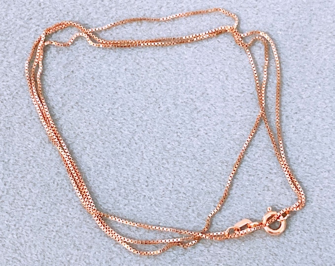 Vintage Sterling Silver 925 Rose Gold Plate Square box Link Chain 16'' 18'' 21''