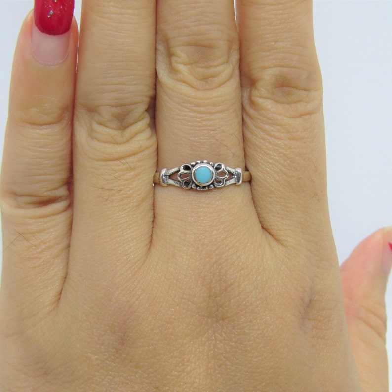 Vintage Sterling Silver Turquoise Filigree Ring Size 8 - Etsy