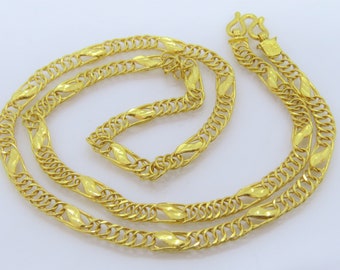 18K ゴールド Vintage 24K 980 Yellow Gold Link Chain Necklace 18'' - Etsy