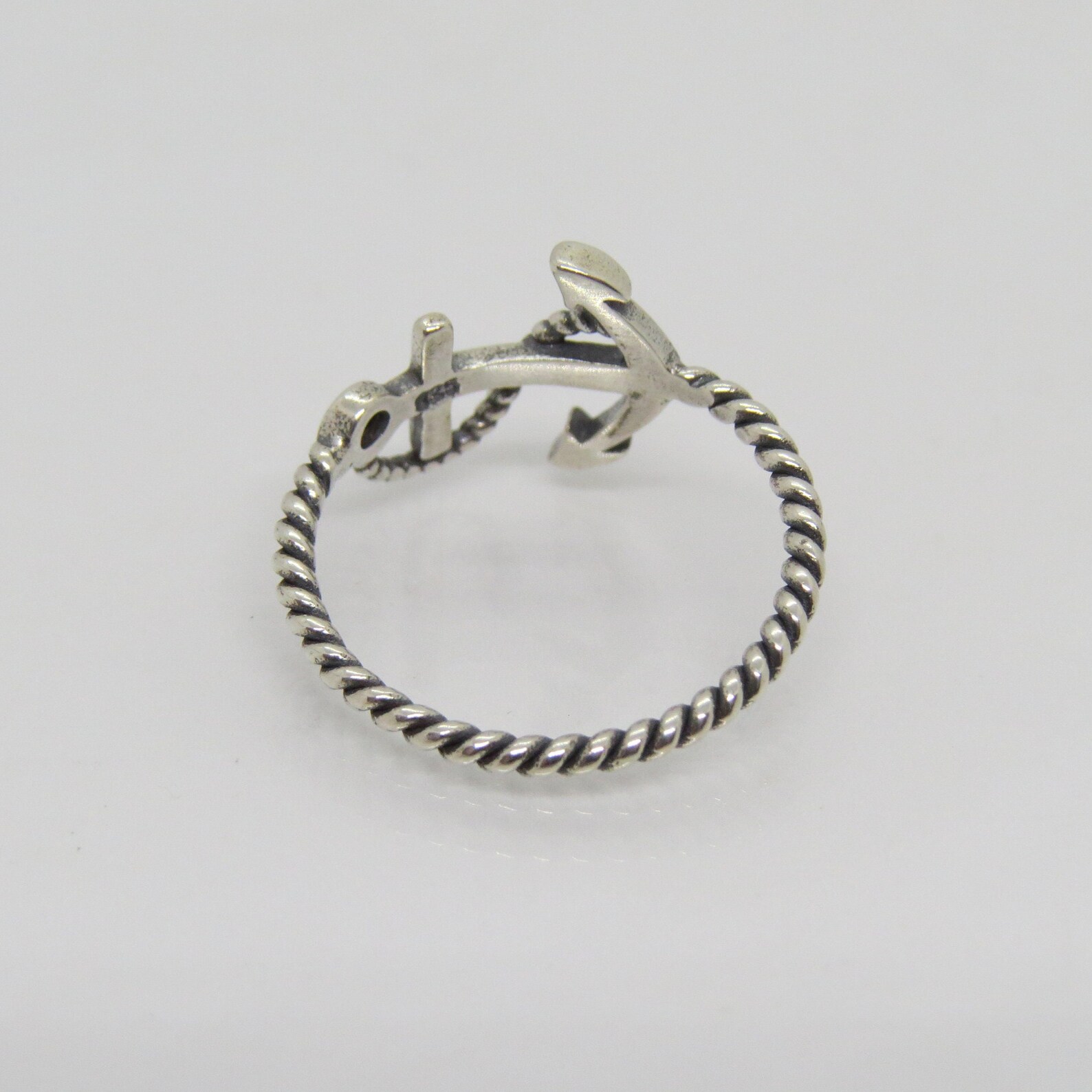 Vintage Sterling Silver Anchor Rope Ring Size 7 - Etsy