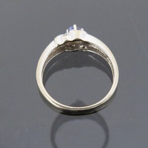 Vintage 10K Solid White Gold Natural Tanzanite & Diamond Ring Size 6.75 image 2