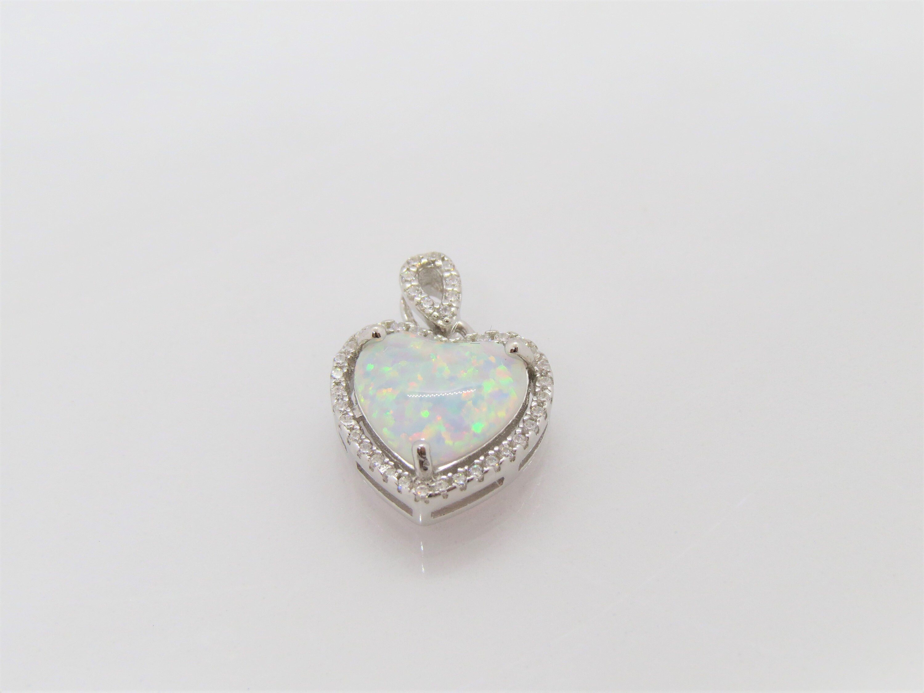 Vintage Sterling Silver White Opal & White Topaz Heart Pendant | Etsy