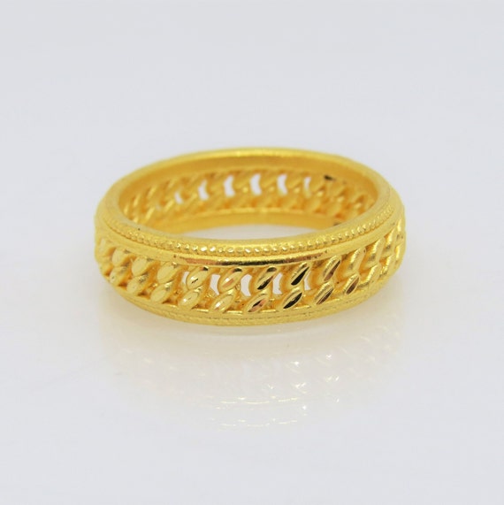 24K 999 Pure Gold Vintage Band Ring Size 7.5 - image 3