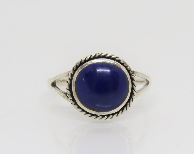Vintage Sterling Silver Lapis Lazuli Rope Ring Size 7