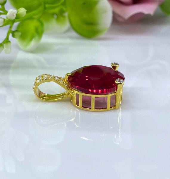 Vintage 15K 610 Solid Gold Round cut Ruby & White… - image 2