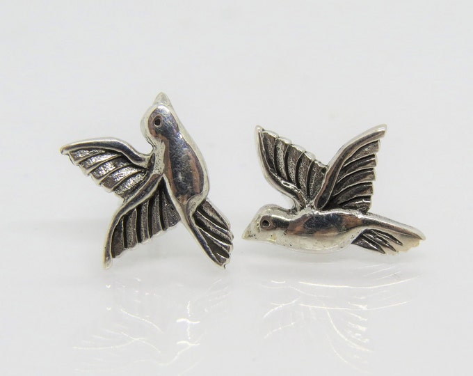 Vintage Sterling Silver Hummingbird Stud Earrings