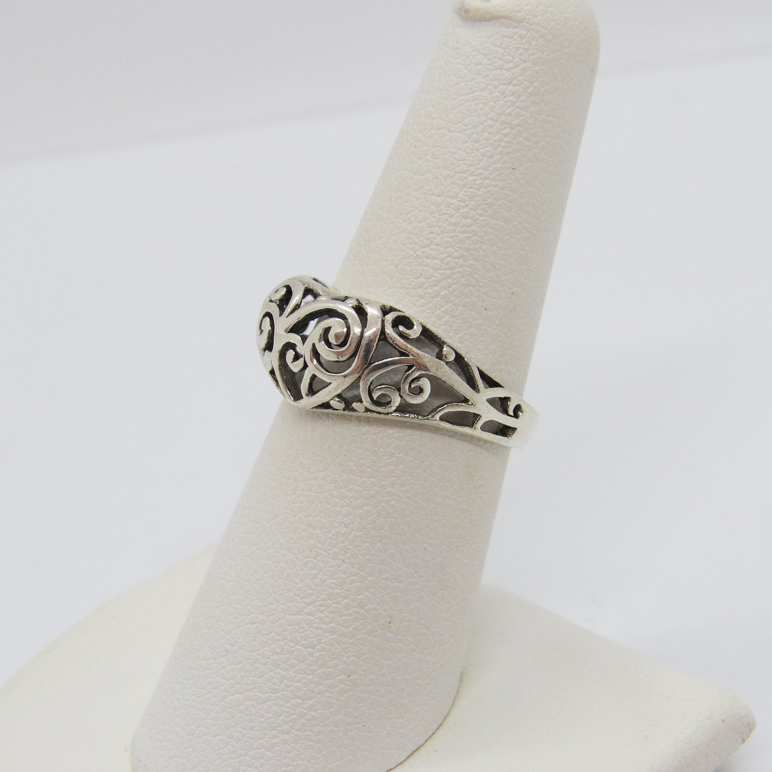 Vintage Sterling Silver Filigree Heart Ring Size 7 - Etsy