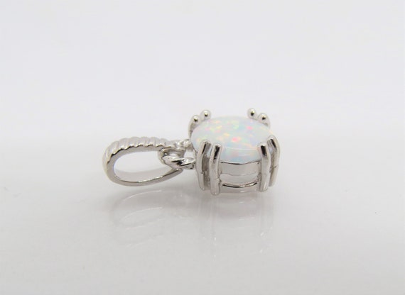 Vintage Sterling Silver Round cut White Opal Pend… - image 4