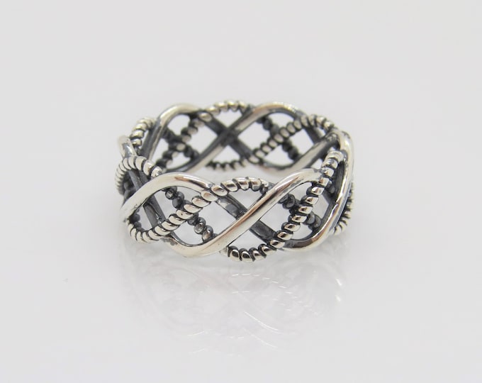 Vintage Sterling Silver Twisted Band Ring Size 7