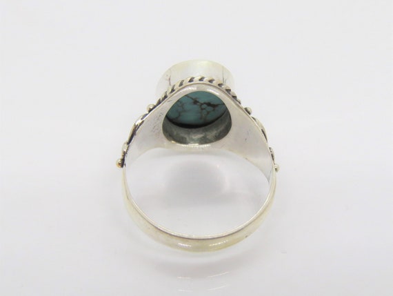 Vintage Sterling Silver Turquoise Ring Size 8 - image 2