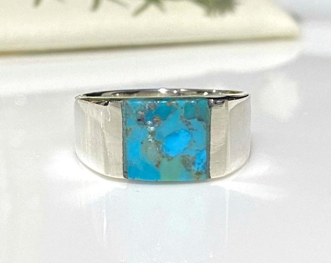 Sterling Silver Turquoise Band Ring.