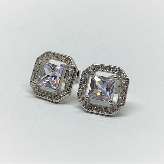 Vintage Sterling Silver White Topaz Earrings. - image 5