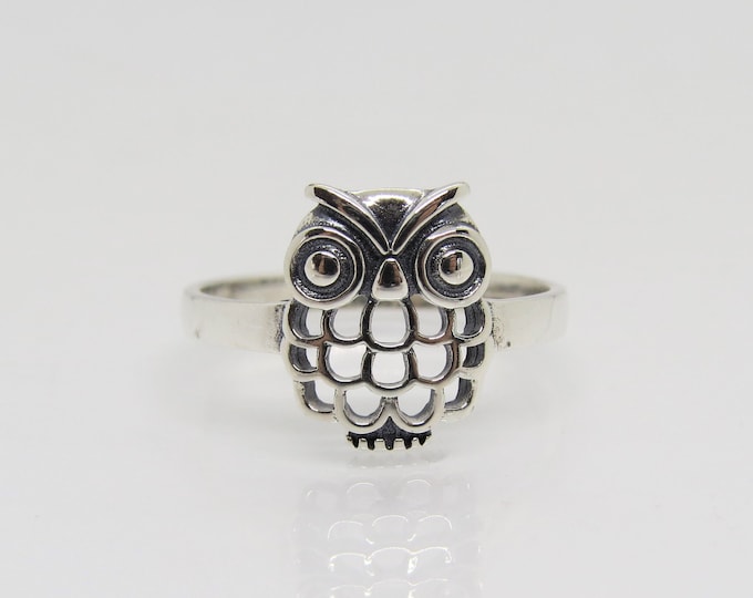 Vintage Sterling Silver Owl Ring Size 7