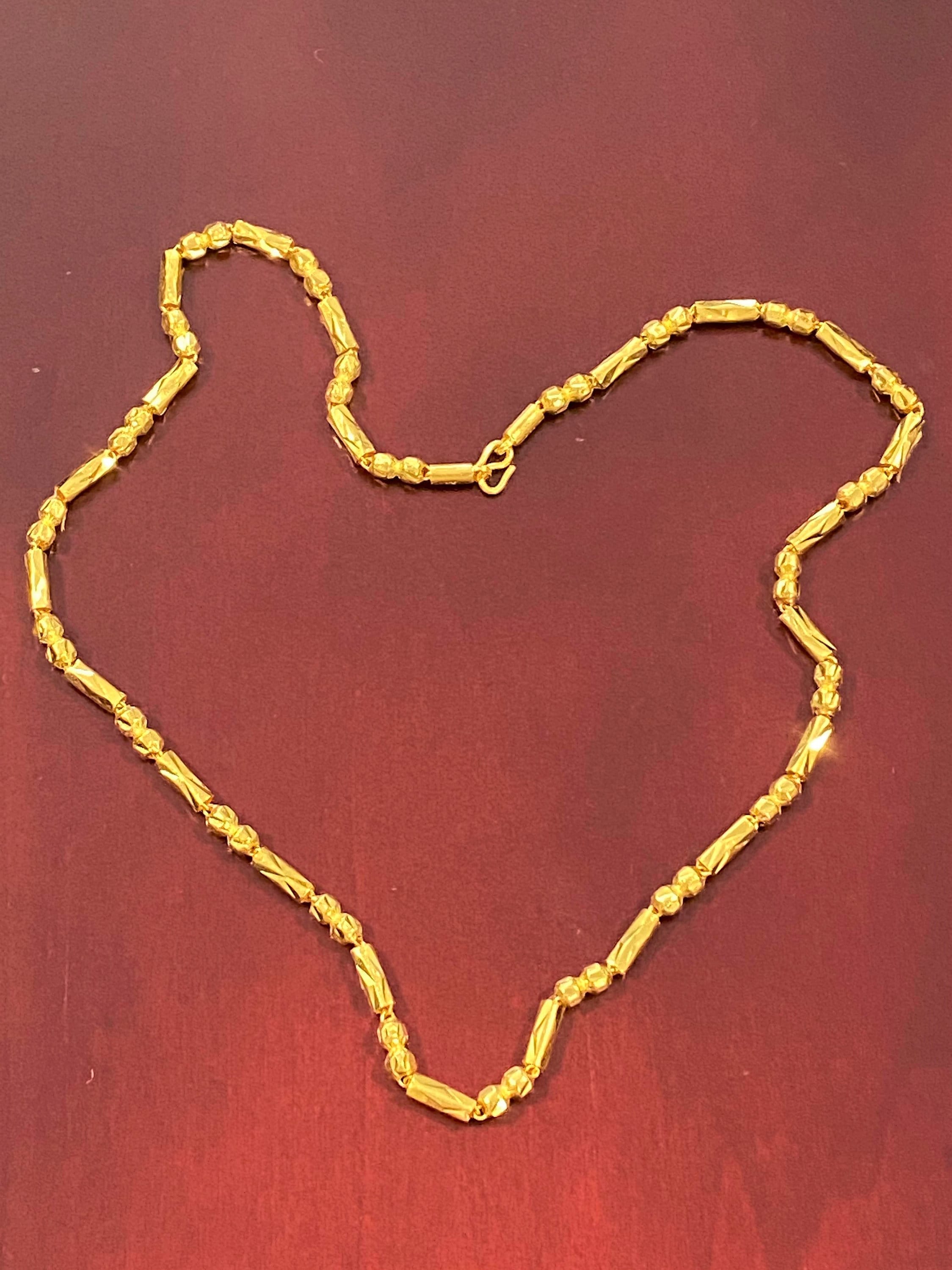 23K 980 Pure Gold Bamboo Balls Link Chain Necklace 18 1/2 23K 980 Pure Gold Bamboo Balls Link Chain Necklace 18 1/2