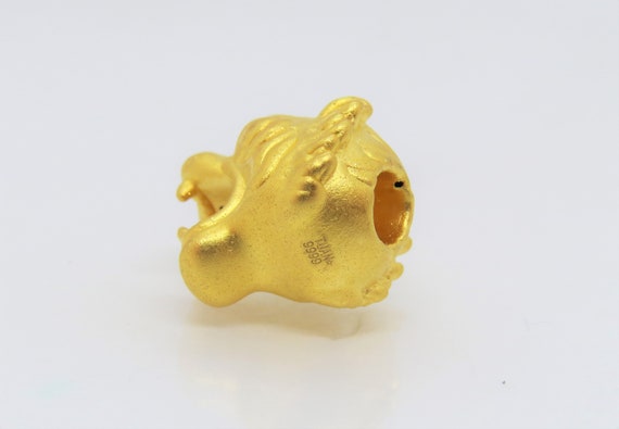 24K 9999 Pure Gold Tiger Head Vintage Charm Penda… - image 9