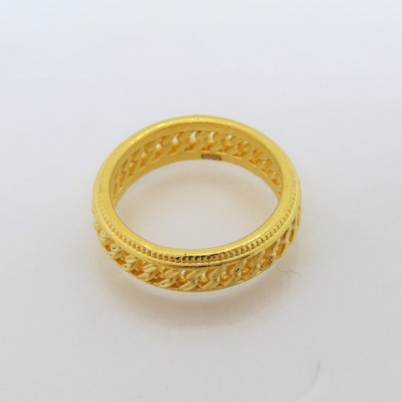 24K 999 Pure Gold Vintage Band Ring Size 7.5 - image 2