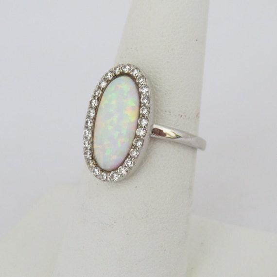 Vintage Sterling Silver Fire Opal & White Topaz H… - image 4