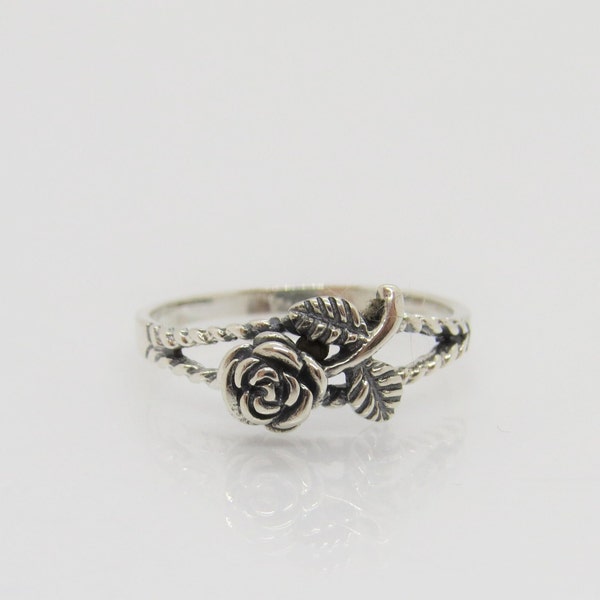 Rose Blume Ring Größe 8 Sterling Silber