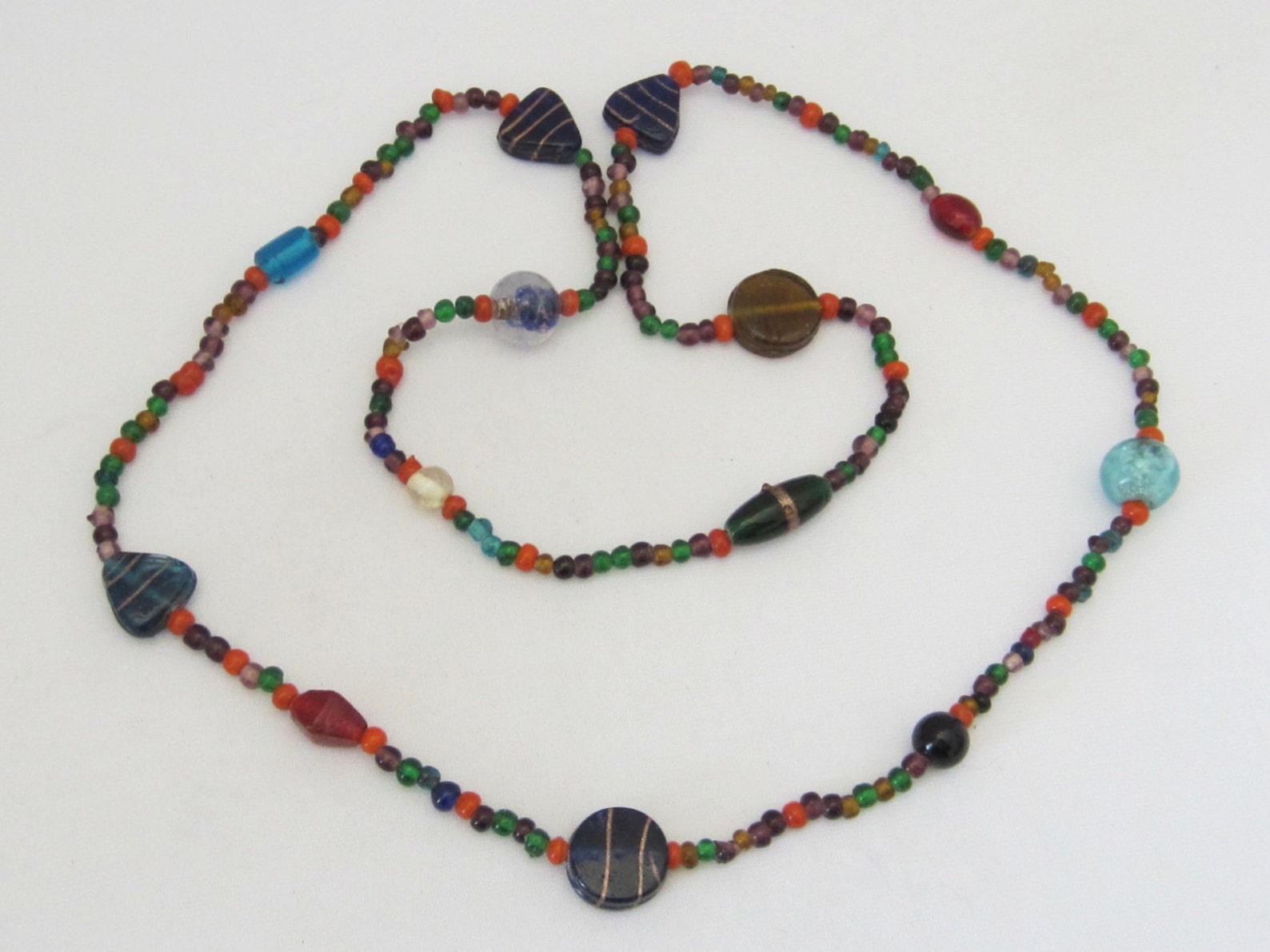 Vintage 1960s Multi Color Glass Bead Jewelry Long Necklace Etsy
