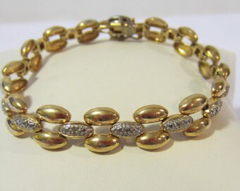 Vintage Sterling silver 2 Tone Bracelet 7.8'' length