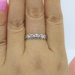 Vintage Sterling Silver Face Smiley Band Ring Size 7 image 6