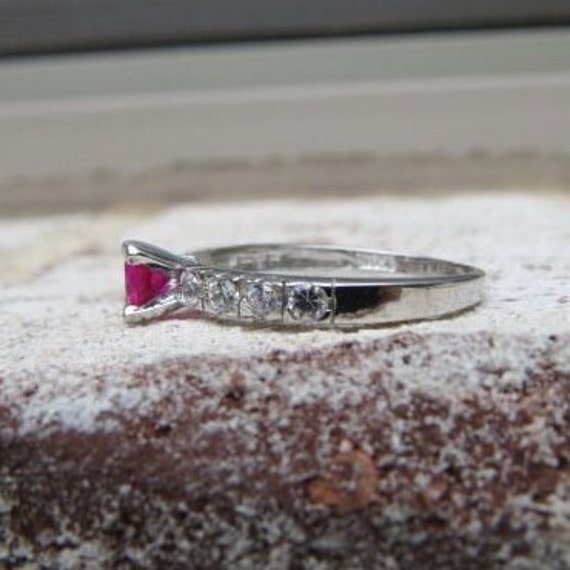 Vintage Sterling Silver Ruby Ring Size 7 - image 2