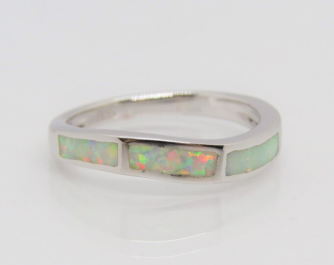 Vintage Sterling Silver White Opal Ring Size 7