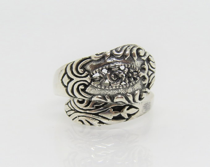 Sterling Silver Spoon Adjustable Ring Size 7