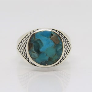 Vintage Sterling Silver Turquoise Men&#39;s Ring Size 10