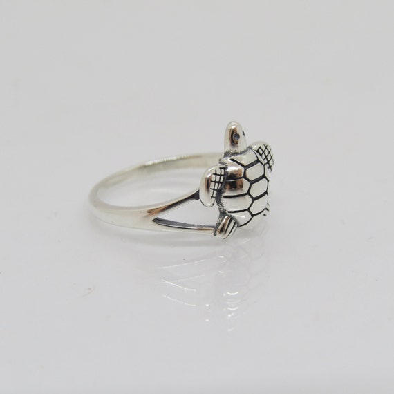 Vintage Sterling Silver Turtle Ring Size 6 - image 4