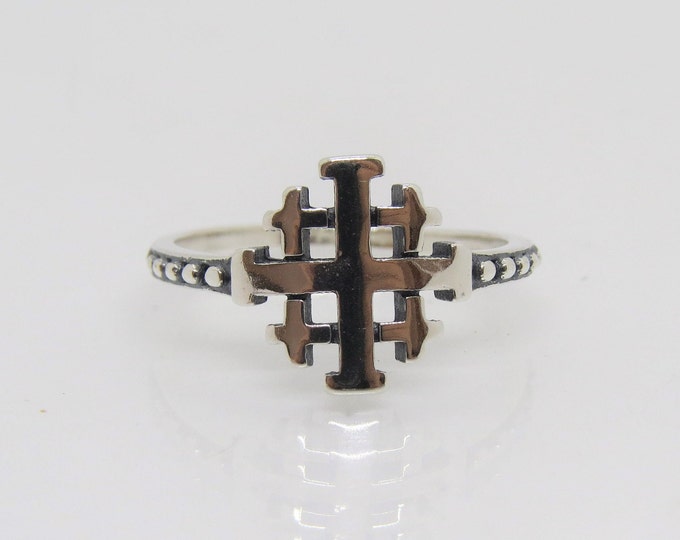 Vintage Sterling Silver Crosses Band Ring Size 7