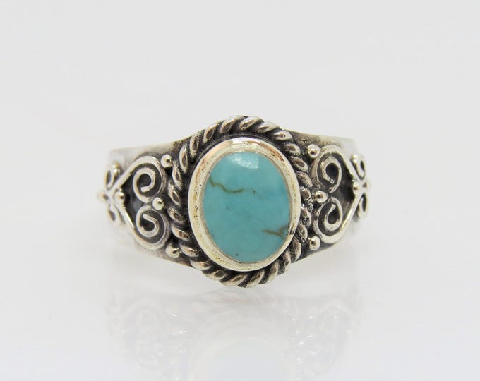 Vintage Sterling Silver Turquoise Ring Size 9