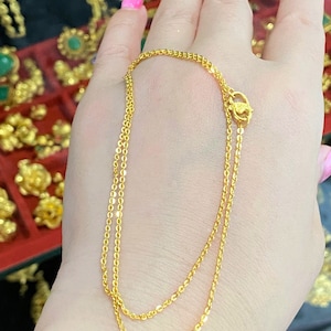 23K 980 Solid Gold Rolo Link Chain Necklace 17&#39;&#39; 19&#39;&#39;