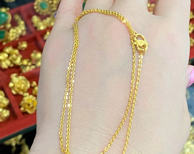 23K 980 Solid Gold Rolo Link Chain Necklace 17'' 19''