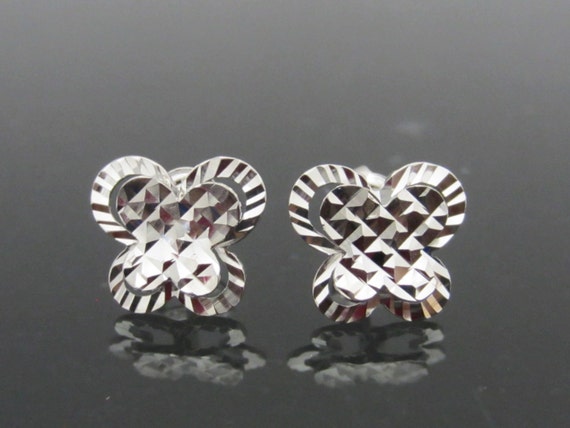 Vintage 18K 750 Solid White Gold Diamond cut Butt… - image 4