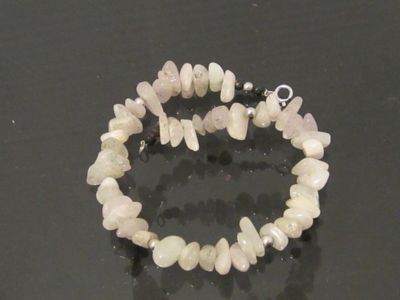 Vintage 14K Solid White Gold Natural Rose Quartz … - image 1