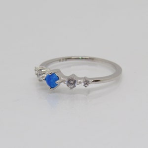 Vintage Sterling Silver Blue Opal & White Topaz Band Ring Size 7 - Etsy