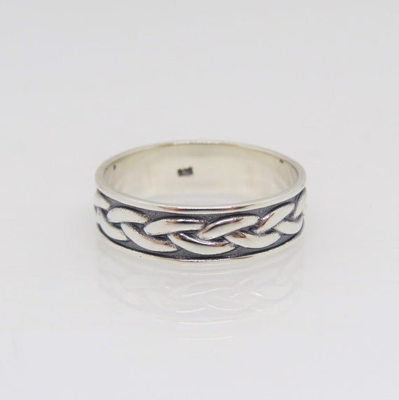 Vintage Sterling Silver Braided Band Ring Size 8 - image 1