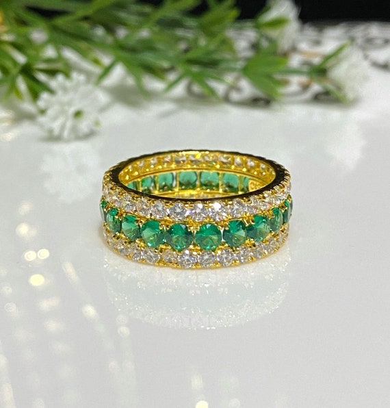 Vintage 15K 610 Solid Yellow Gold Emerald & White… - image 4
