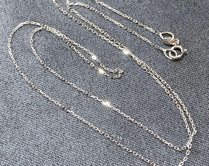 Vintage 14K Solid White Gold Light weight Link Chain Necklace 16''