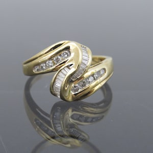 Vintage 14K Solid Yellow Gold .57ct Diamond Engagement Ring Size 8.25 ...