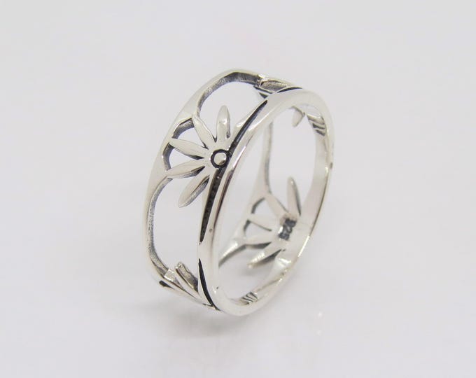 Vintage Sterling Silver Sunrise Band Ring Size 8