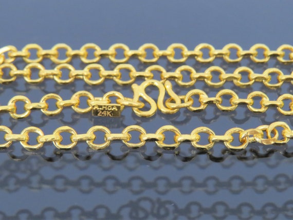 Vintage 23K 980 Solid Pure Gold Anchor Money Coin Chain Link 