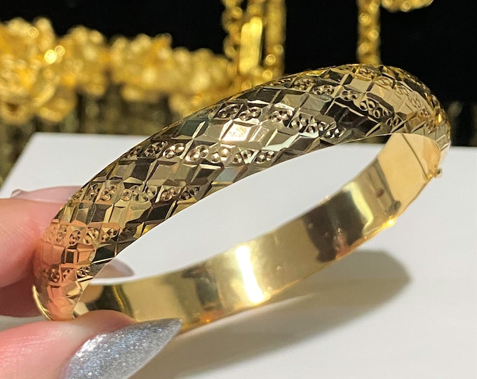 Vintage 15K 610 Yellow Gold Bangle Bracelet 51MM, 57MM