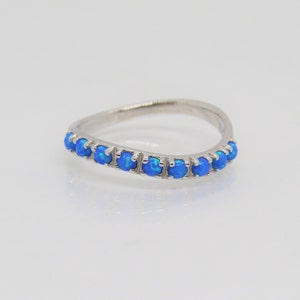 Sterling Silver Round Blue Opal Ring Size 7